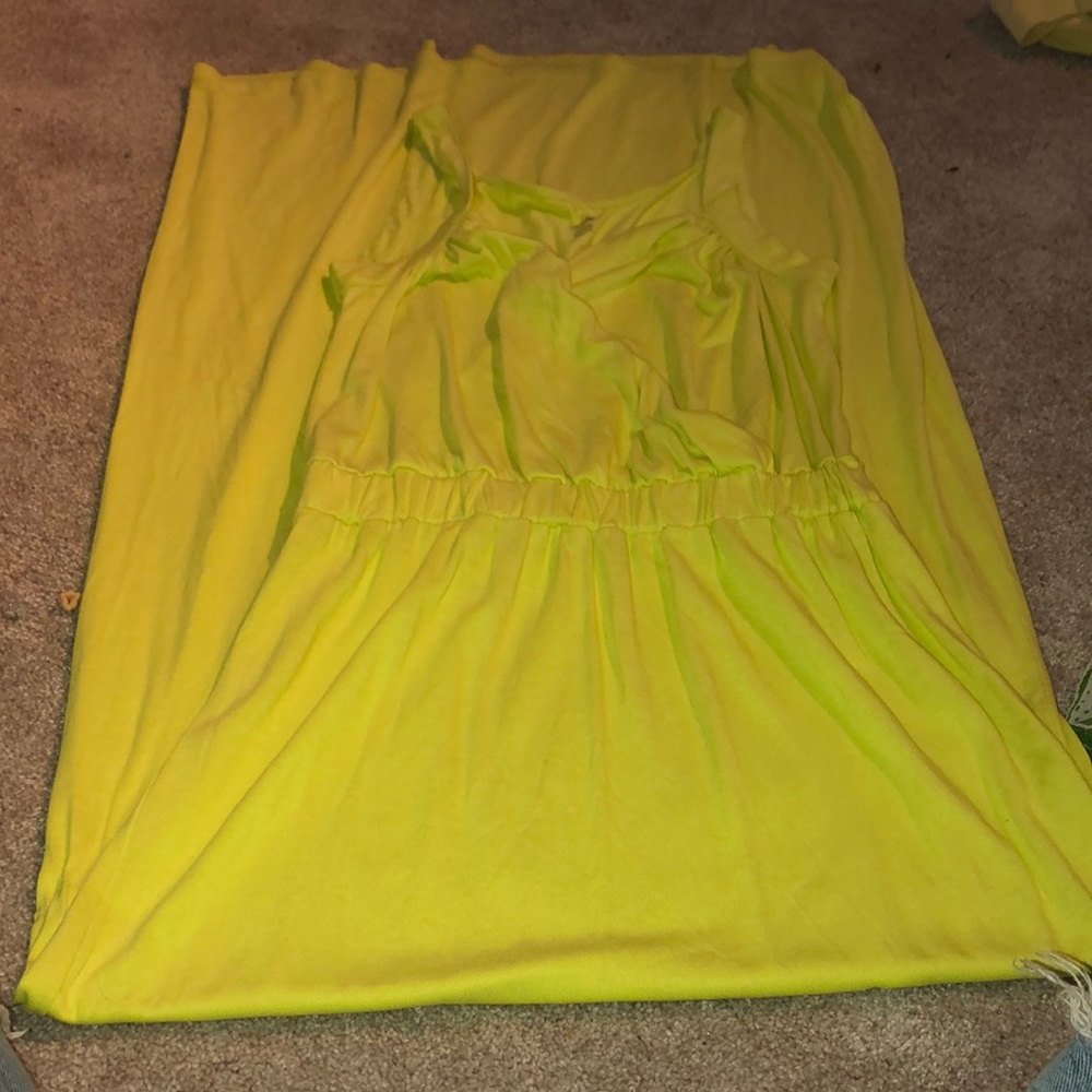 Super long yellowish green dress